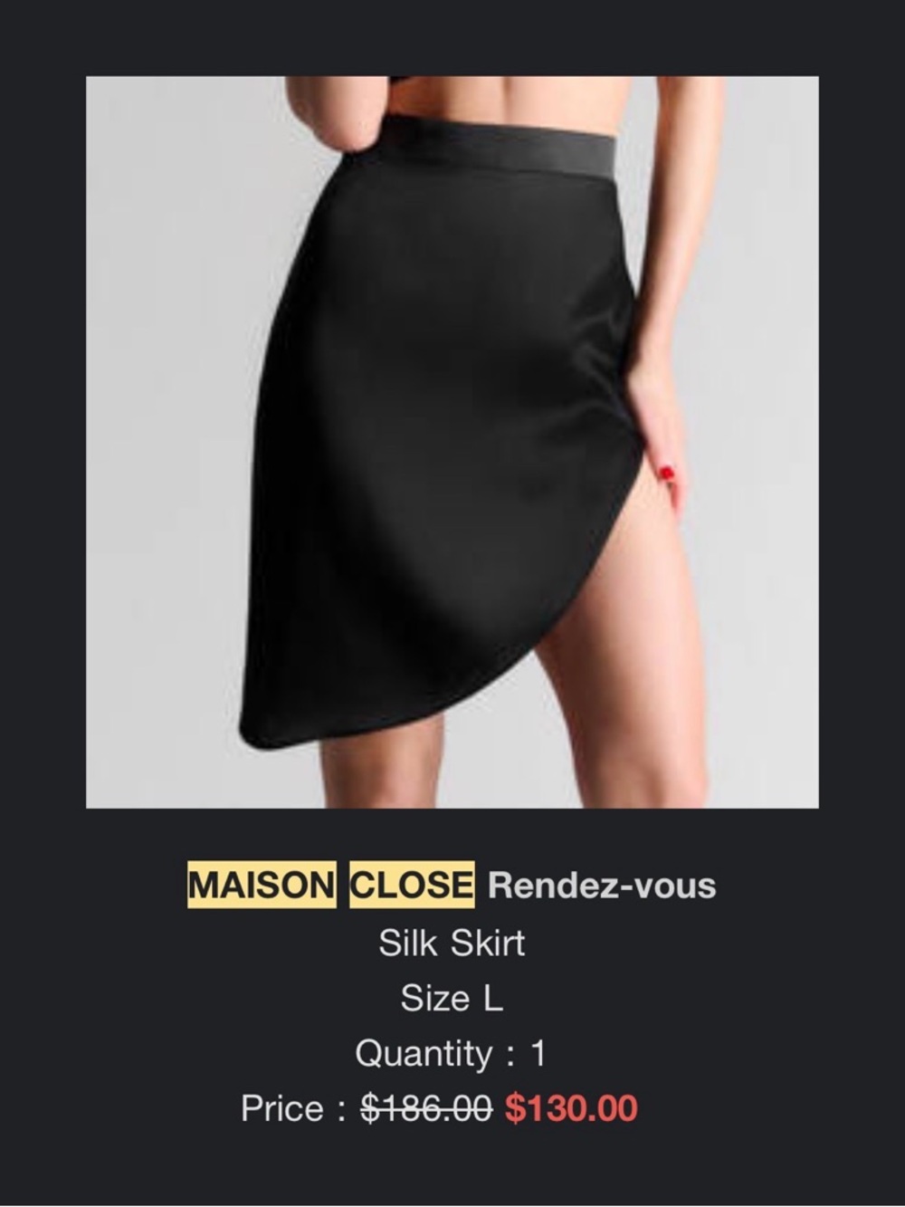 Maison Close 100% Silk skirt with slit - Picture 4 of 7